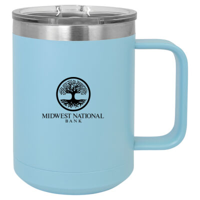 Midwest Bank - Polar Camel 15 oz. Coral Vacuum Insulated Mug with Slider Lid Thumbnail